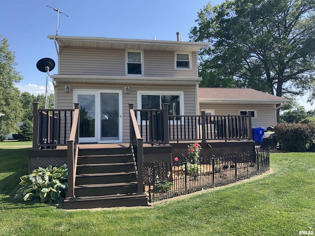 420 E Garfield St, Kewanee, IL 61443 - rear view of property featuring a deck and a yard