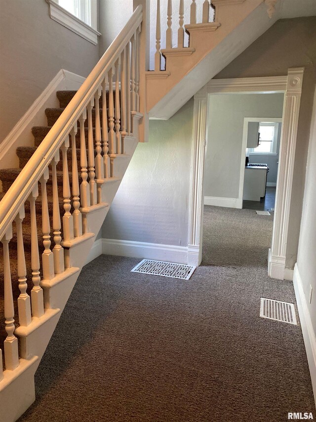 1923 Pershing Ave, Davenport, IA 52803 - stairway featuring carpet flooring and baseboards