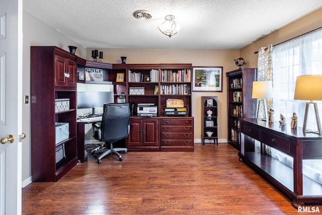 1814 Testa Dr, Marion, IL 62959 - home office featuring dark wood finished floors and a textured ceiling