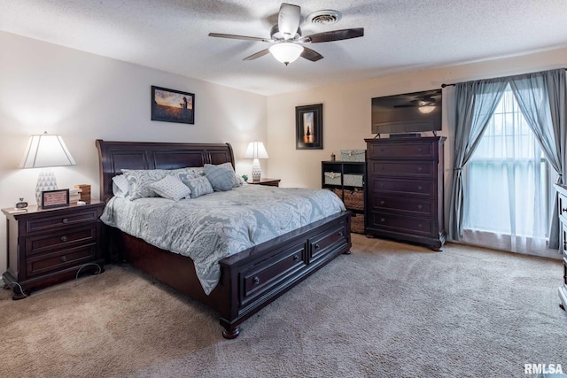 1814 Testa Dr, Marion, IL 62959 - bedroom with light colored carpet, a textured ceiling, and ceiling fan