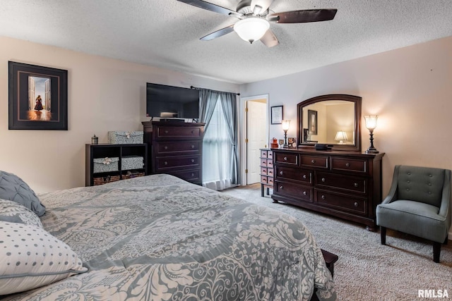 1814 Testa Dr, Marion, IL 62959 - bedroom with carpet flooring, a textured ceiling, and ceiling fan