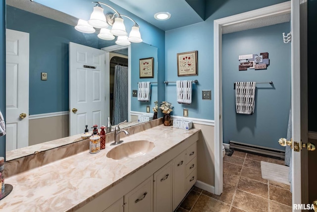 1814 Testa Dr, Marion, IL 62959 - bathroom featuring vanity, a chandelier, and stone finish floors