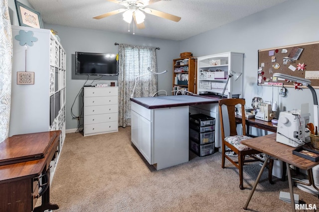 1814 Testa Dr, Marion, IL 62959 - office area with light colored carpet, a ceiling fan, and a textured ceiling