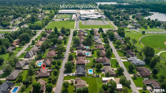 1814 Testa Dr, Marion, IL 62959 - aerial perspective of suburban area featuring a large body of water