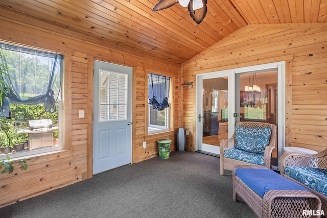 10984 150th St, Davenport, IA 52804 - sunroom featuring vaulted ceiling, a ceiling fan, and french doors