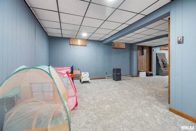 1406 Golf Course Rd, Marion, IL 62959 - rec room featuring carpet flooring and a drop ceiling