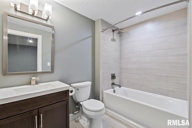 6691 Spring Creek Dr, Bettendorf, IA 52722 - bathroom with vanity, shower / washtub combination, and a textured ceiling
