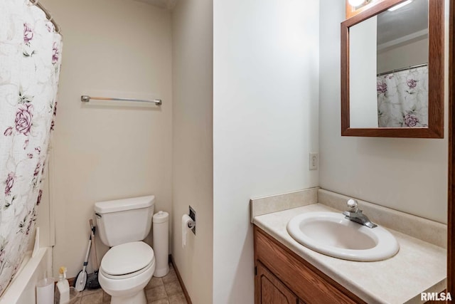 105 Laurel St, Stonefort, IL 62987 - full bath with vanity, curtained shower, and tile patterned flooring