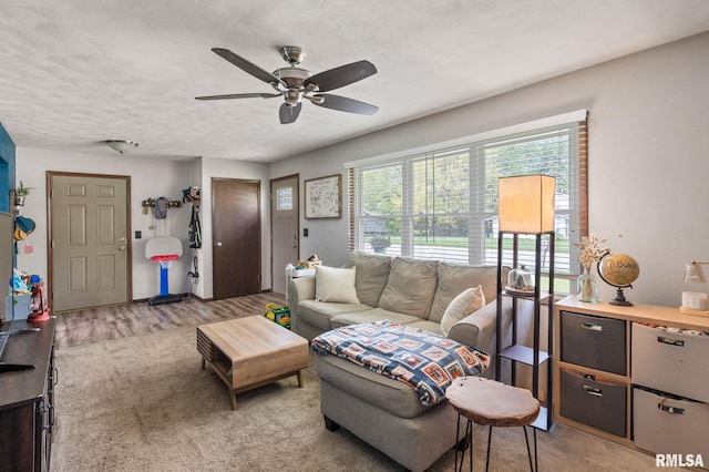 209 Hilltop St, Colona, IL 61241 - living room with ceiling fan and light carpet