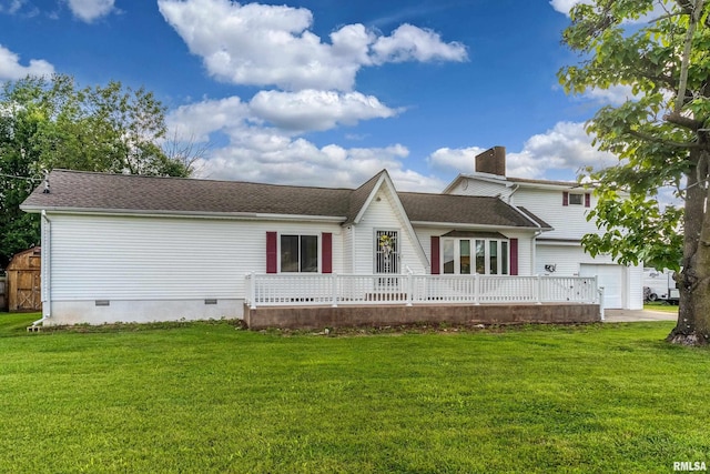 2305 Weaver Rd, Herrin, IL 62948 - back of property with crawl space, a lawn, an attached garage, and a shingled roof