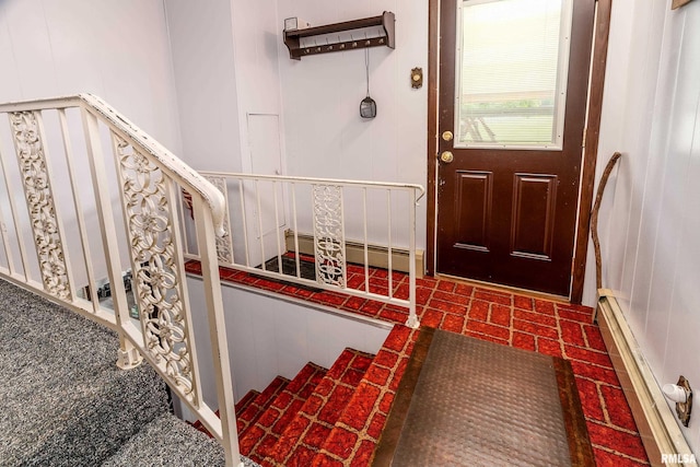 2305 Weaver Rd, Herrin, IL 62948 - stairs featuring a baseboard heating unit