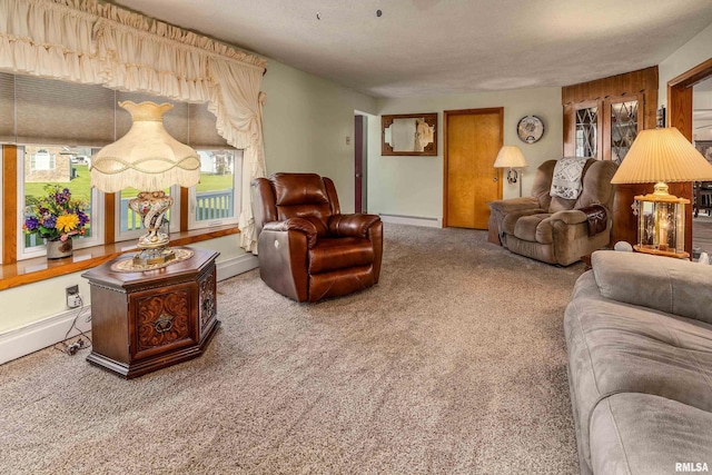 2305 Weaver Rd, Herrin, IL 62948 - carpeted living room featuring baseboard heating and baseboards