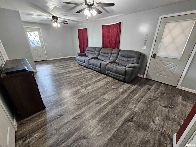 2409 9th St, Silvis, IL 61282 - living area with a ceiling fan and wood finished floors