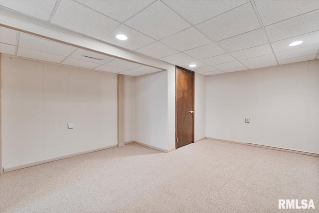 5315 34th Ave, Moline, IL 61265 - finished basement featuring light carpet, a paneled ceiling, and recessed lighting