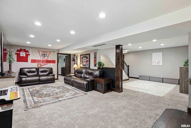 1200 Bridgeview Place, Le Claire, IA 52753 - carpeted living room featuring recessed lighting