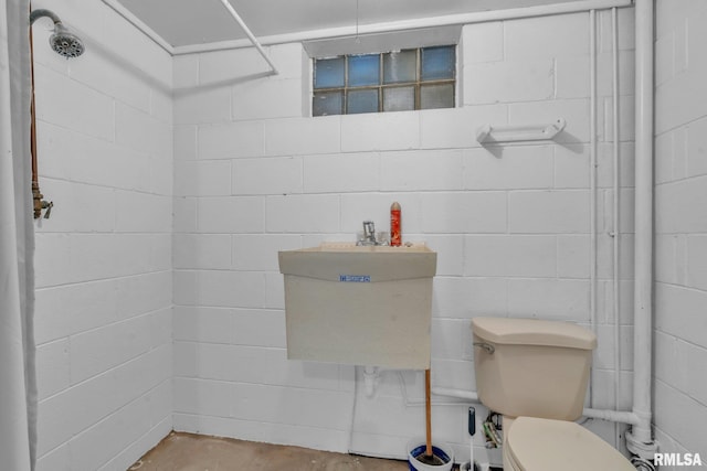 206 E 13th St, Tipton, IA 52772 - bathroom with unfinished concrete flooring and concrete block wall