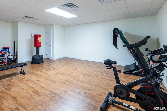 901 E Gregory Ave, Marion, IL 62959 - exercise area featuring wood finished floors and a drop ceiling