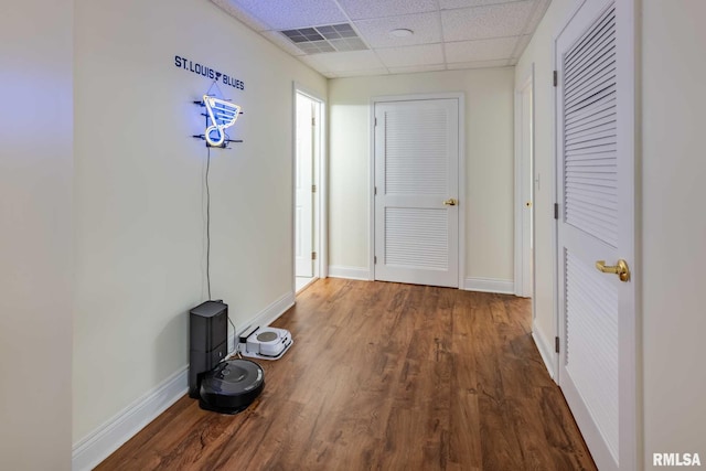 901 E Gregory Ave, Marion, IL 62959 - hall with wood finished floors and a drop ceiling