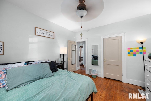 1620 24th St, Moline, IL 61265 - bedroom featuring wood finished floors and ceiling fan