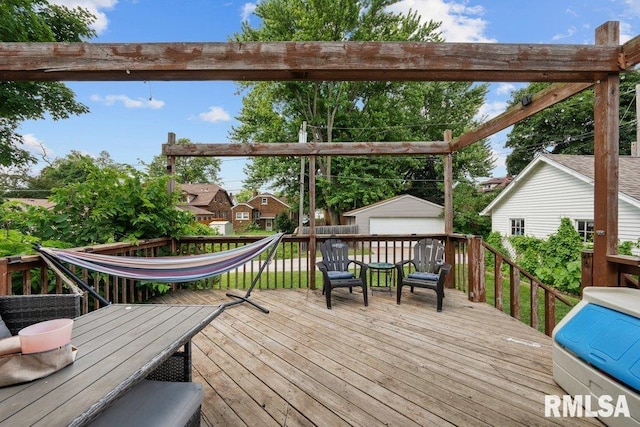 1620 24th St, Moline, IL 61265 - wooden terrace with an outbuilding and a detached garage