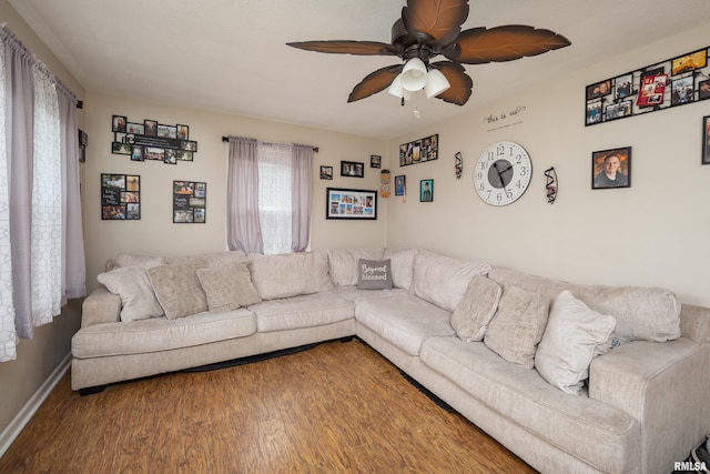 419 50th St, Moline, IL 61265 - living room featuring ceiling fan and wood finished floors