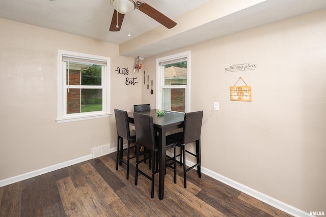 419 50th St, Moline, IL 61265 - dining area featuring dark wood-type flooring and ceiling fan