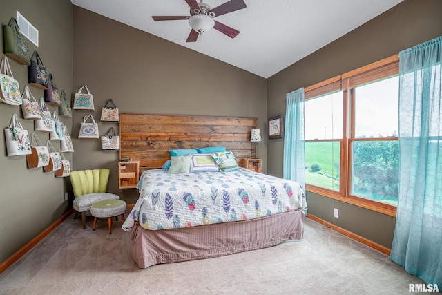 27062 238th St, Le Claire, IA 52753 - bedroom with carpet, vaulted ceiling, and ceiling fan