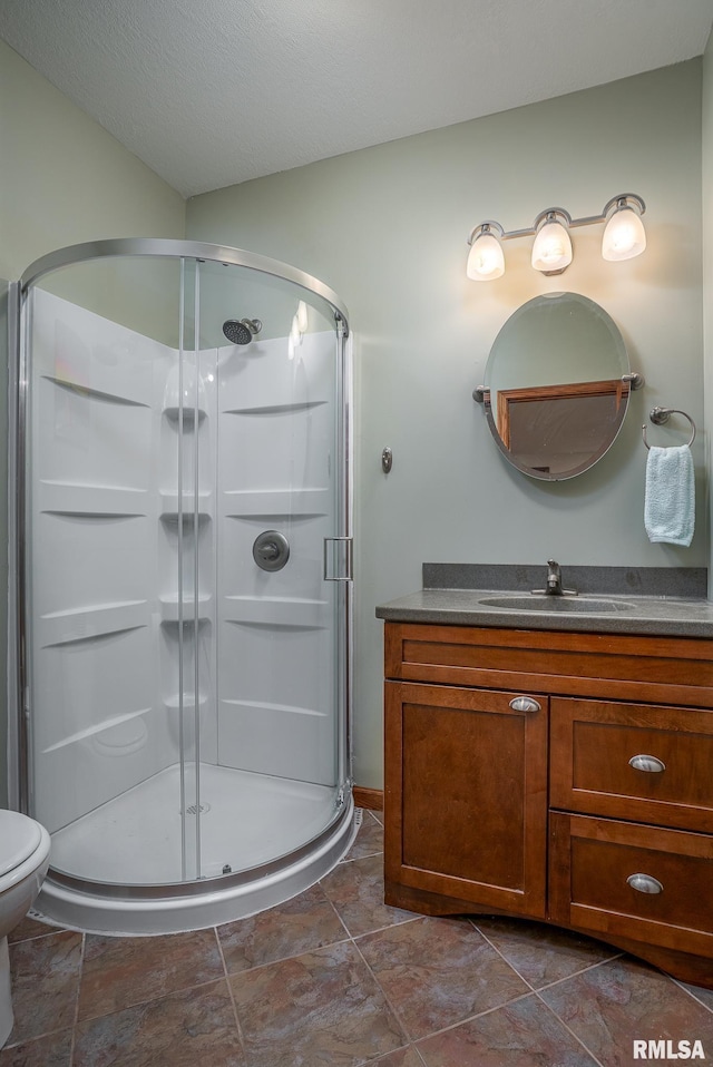 27062 238th St, Le Claire, IA 52753 - full bathroom with vanity and a stall shower