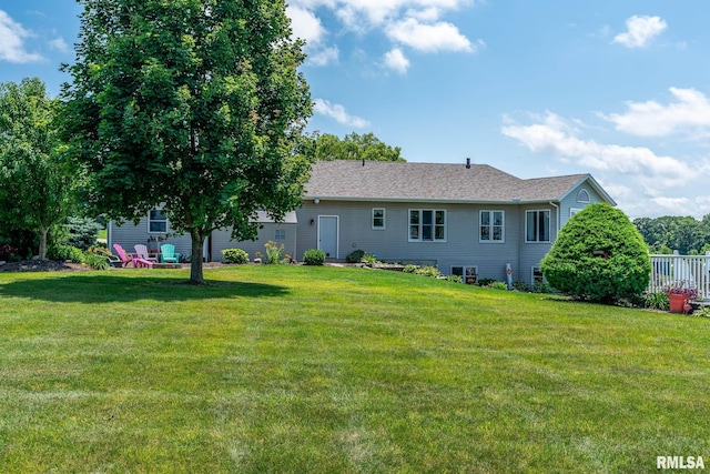 27062 238th St, Le Claire, IA 52753 - rear view of house featuring a yard