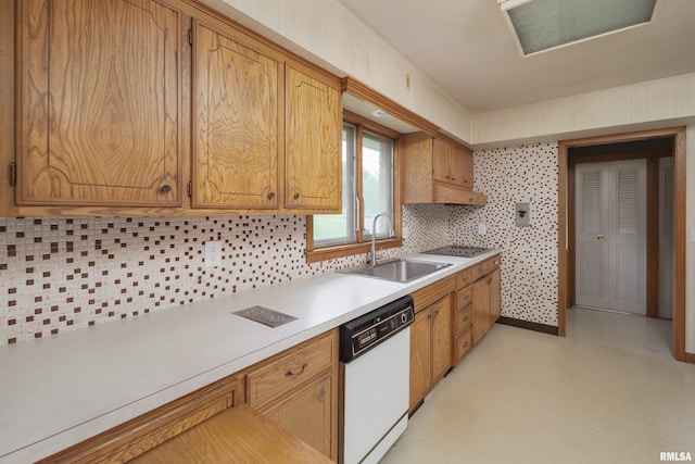 1427 35th Ave, Rock Island, IL 61201 - kitchen with dishwasher, light countertops, backsplash, and black electric stovetop