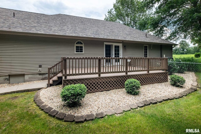 10415 Chayla Rd, Marion, IL 62959 - back of property with a shingled roof and a deck