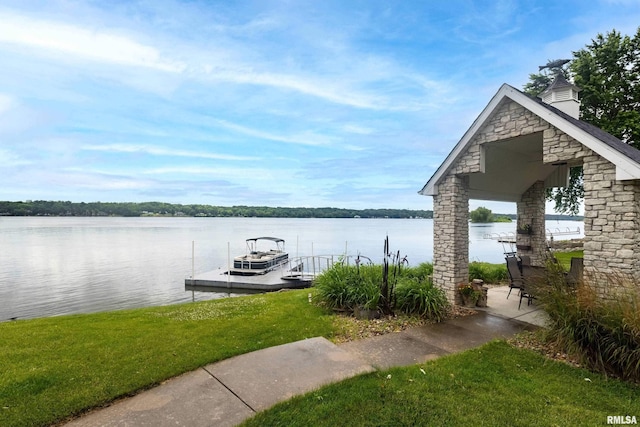 21945 Great River Rd, Le Claire, IA 52753 - dock area with a water view and a lawn