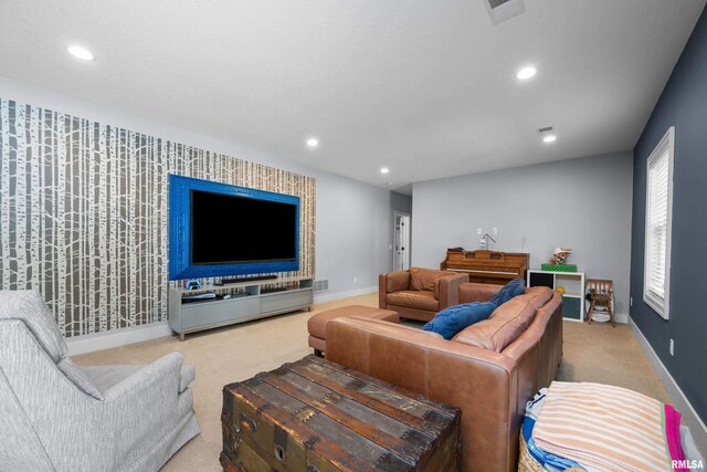 5727 Charlie Chase Ln, Bettendorf, IA 52722 - living area featuring carpet and recessed lighting