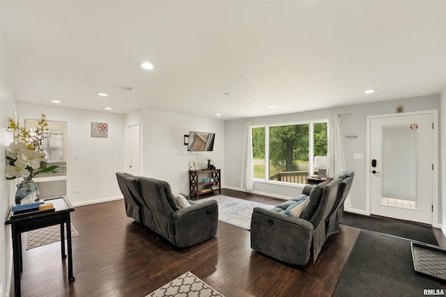 183 Island Ave, East Moline, IL 61244 - living area with dark wood-style flooring and recessed lighting