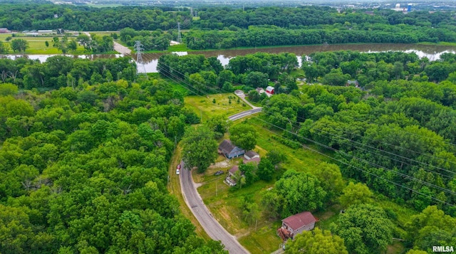 183 Island Ave, East Moline, IL 61244 - drone / aerial view of a nearby body of water and a heavily wooded area