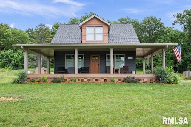 11815 Rte 84 N, Port Byron, IL 61275 - farmhouse-style home featuring a front lawn, roof with shingles, and covered porch