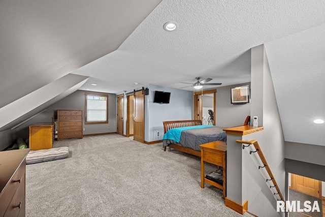 11815 Rte 84 N, Port Byron, IL 61275 - carpeted bedroom featuring a textured ceiling, recessed lighting, and ceiling fan