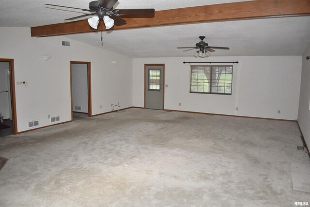 6899 Riverview Rd, Thomson, IL 61285 - unfurnished living room featuring a ceiling fan and carpet floors