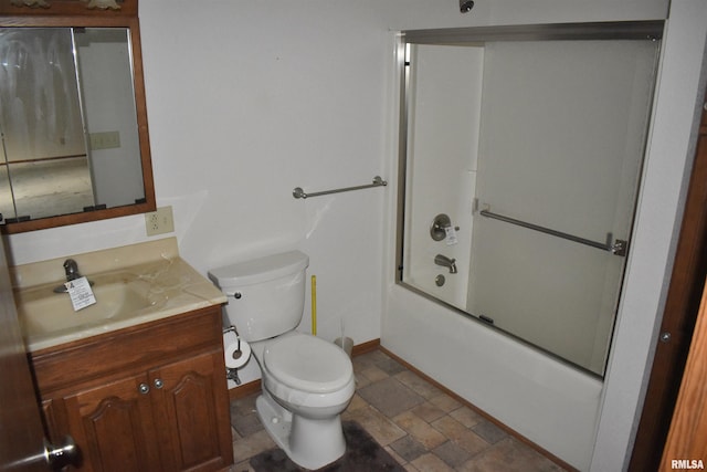 6899 Riverview Rd, Thomson, IL 61285 - full bath featuring stone finish flooring, vanity, and bath / shower combo with glass door