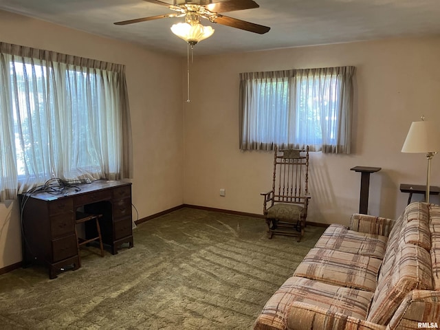 200 S Main St, Annawan, IL 61234 - unfurnished living room featuring plenty of natural light, ceiling fan, and carpet