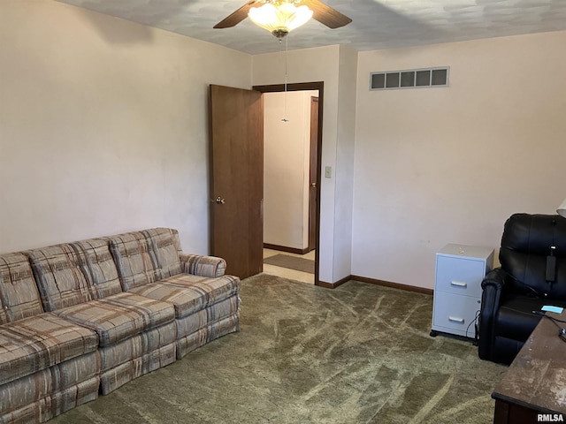 200 S Main St, Annawan, IL 61234 - carpeted living room with ceiling fan and baseboards
