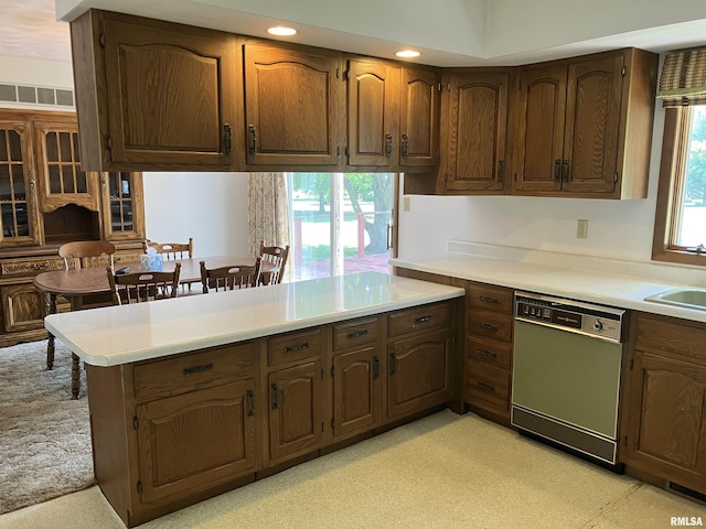 200 S Main St, Annawan, IL 61234 - kitchen with dishwasher, light countertops, a peninsula, and recessed lighting