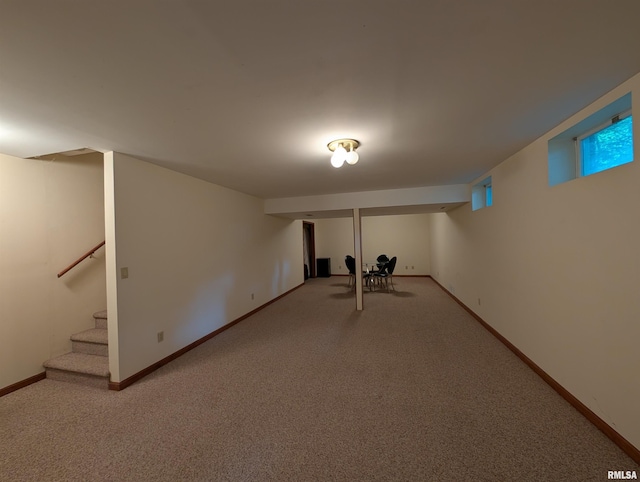 1315 W Wexford Pl, Peoria, IL 61615 - below grade area featuring carpet flooring and stairway