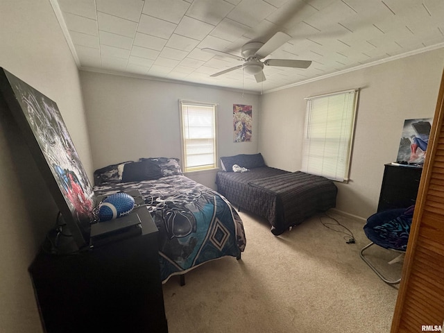 905 W Boulevard St, Marion, IL 62959 - bedroom featuring ornamental molding, carpet floors, and ceiling fan