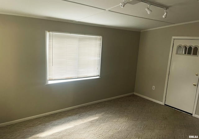 905 W Boulevard St, Marion, IL 62959 - unfurnished room with track lighting, crown molding, and dark carpet