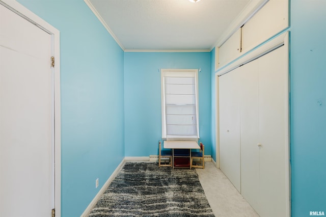 1506 E Oak St, West Frankfort, IL 62896 - carpeted bedroom featuring crown molding and a closet