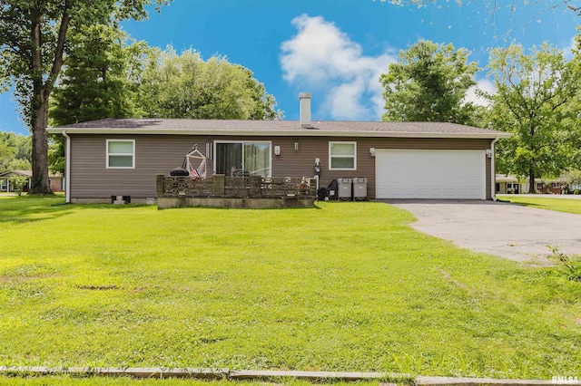 103 Westernaire Dr, Marion, IL 62959 - single story home with an attached garage, a front yard, and a chimney