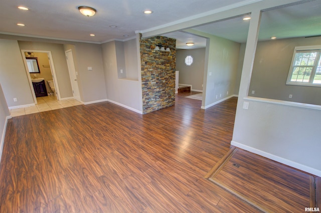 1008 5th Ave, Camanche, IA 52730 - empty room with wood finished floors and recessed lighting