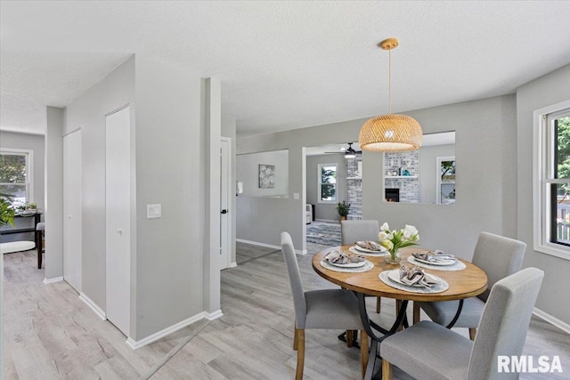 4050 4th St Unit B, East Moline, IL 61244 - dining room with light wood-style floors, a textured ceiling, and a ceiling fan