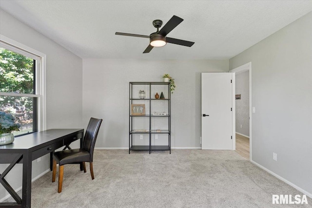 4050 4th St Unit B, East Moline, IL 61244 - office area with a ceiling fan and light carpet